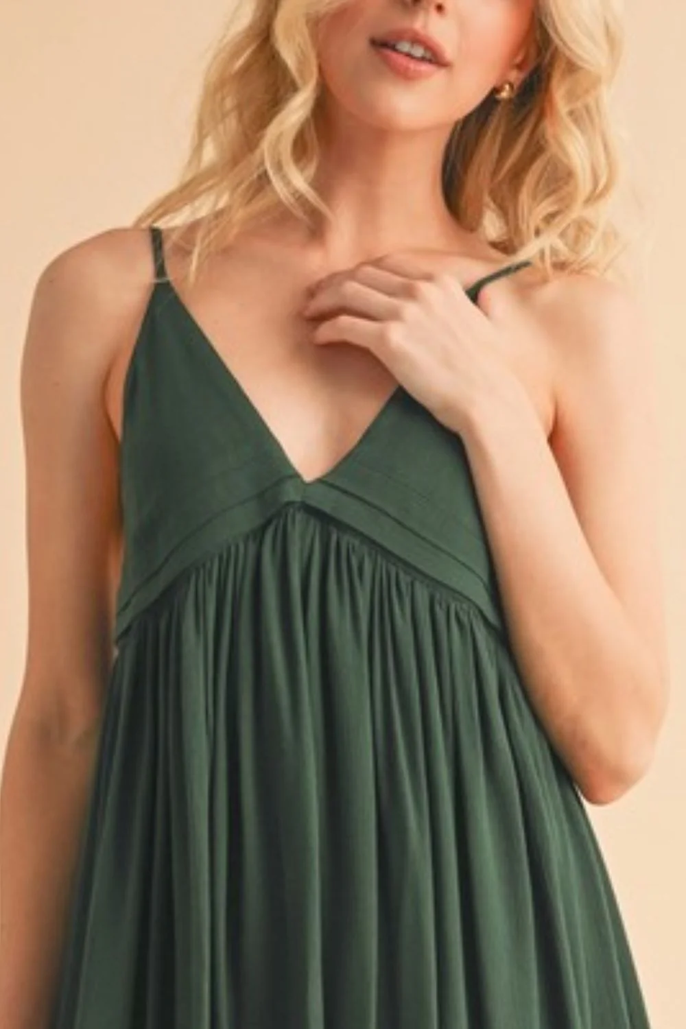 Aemi + Co Ruched Plunge Mini Cami Dress - Image 3