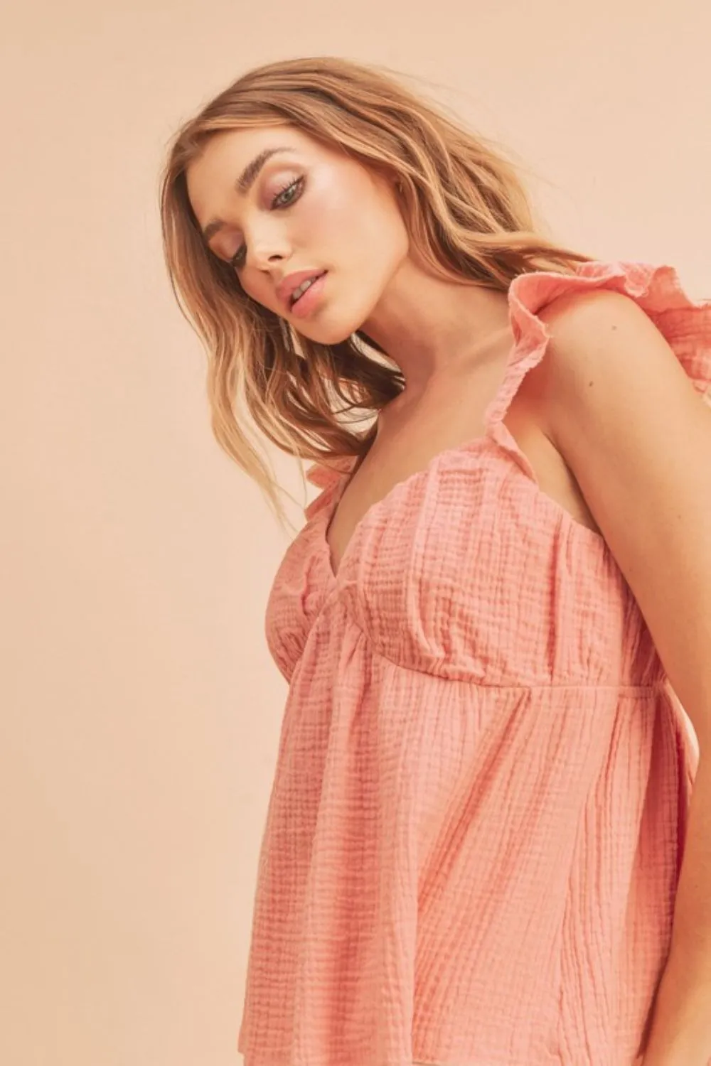 Aemi + Co Sweetheart Neck Ruffled Strap Top - Image 3