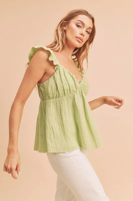 Aemi + Co Sweetheart Neck Ruffled Strap Top - Image 3