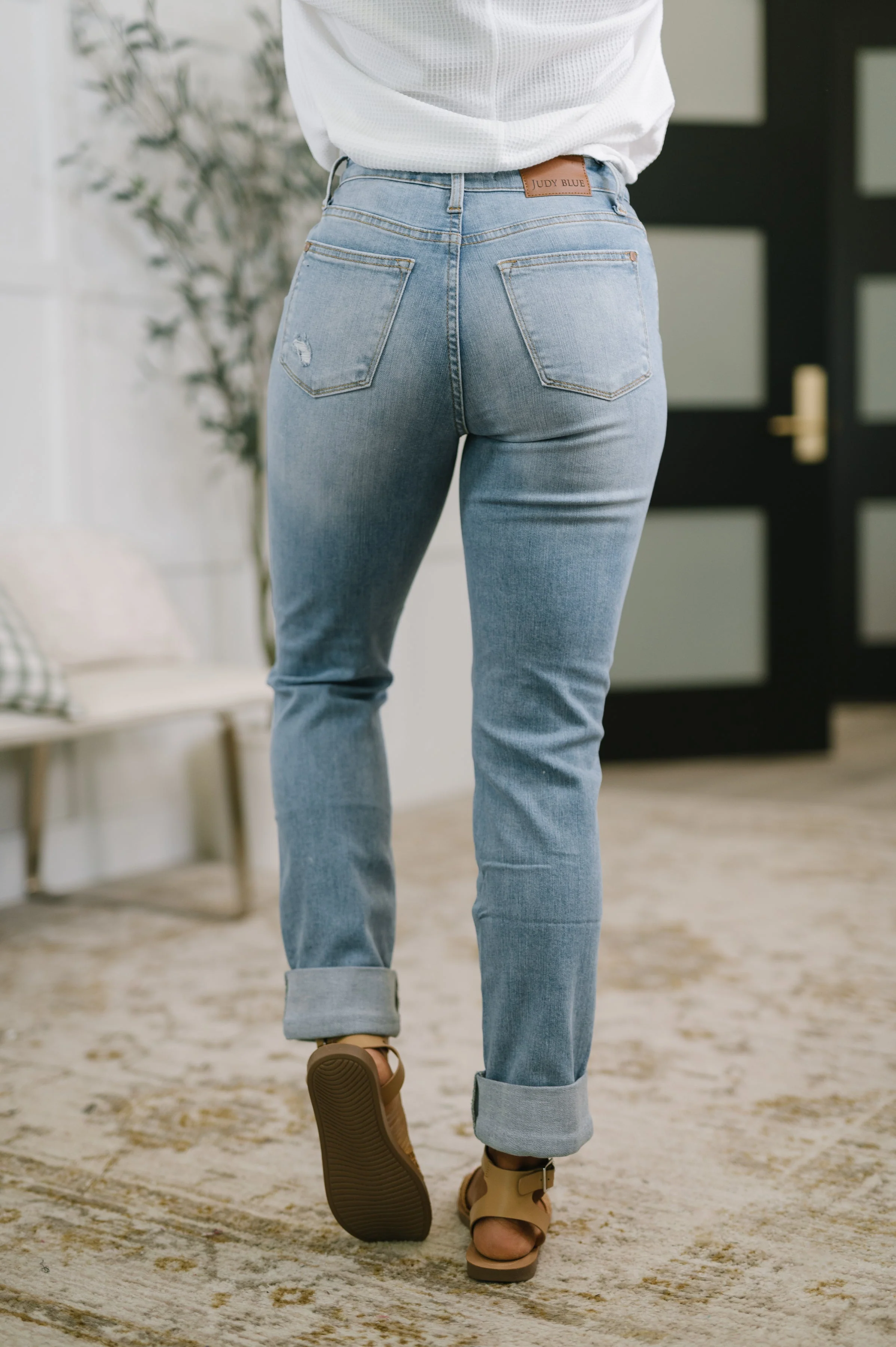 Aiden High Rise Patch Pocket Distressed Boyfriend Jeans - Image 6