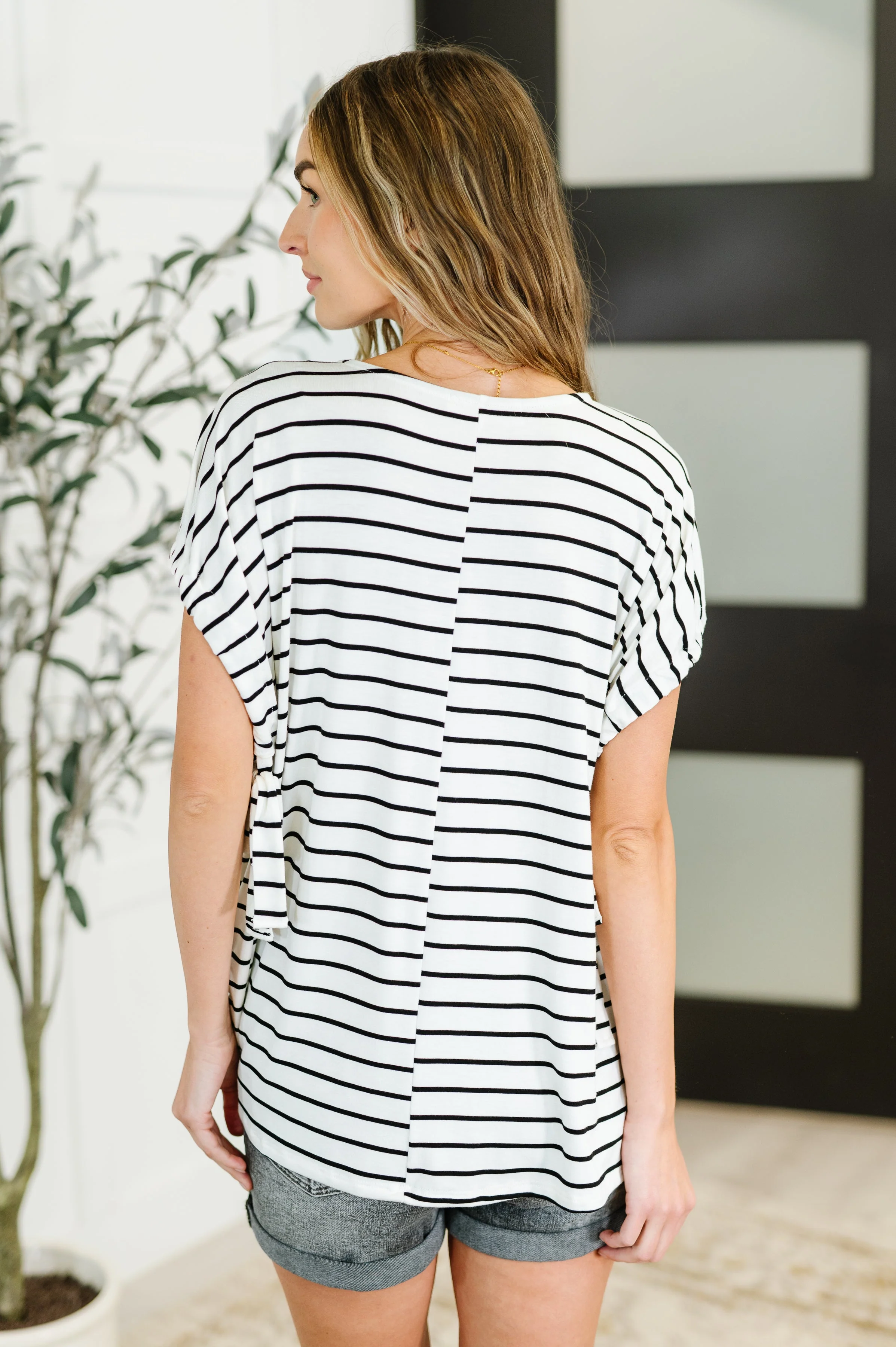All Lined Up Dolman Sleeve Top in Black Ivory - Image 6