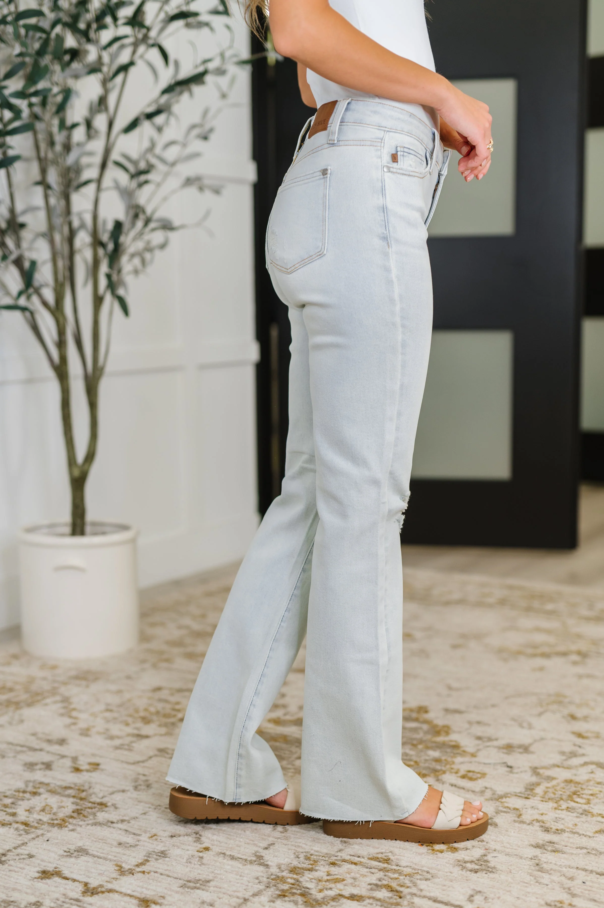 Alyse Mid Rise Destroy & Fray Hem Bootcut - Image 3