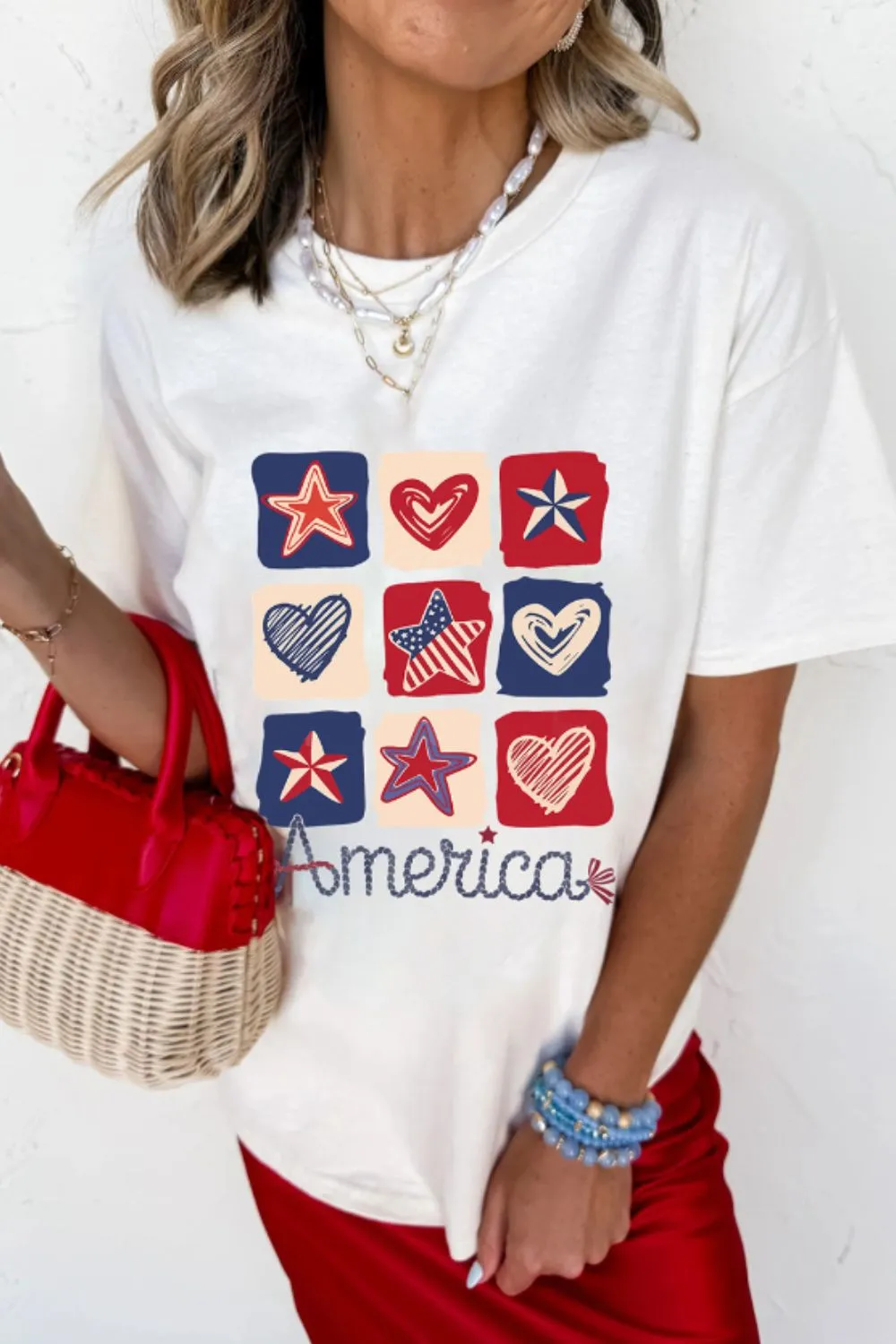 American Heart Star Checkered Graphic Tee - Image 2