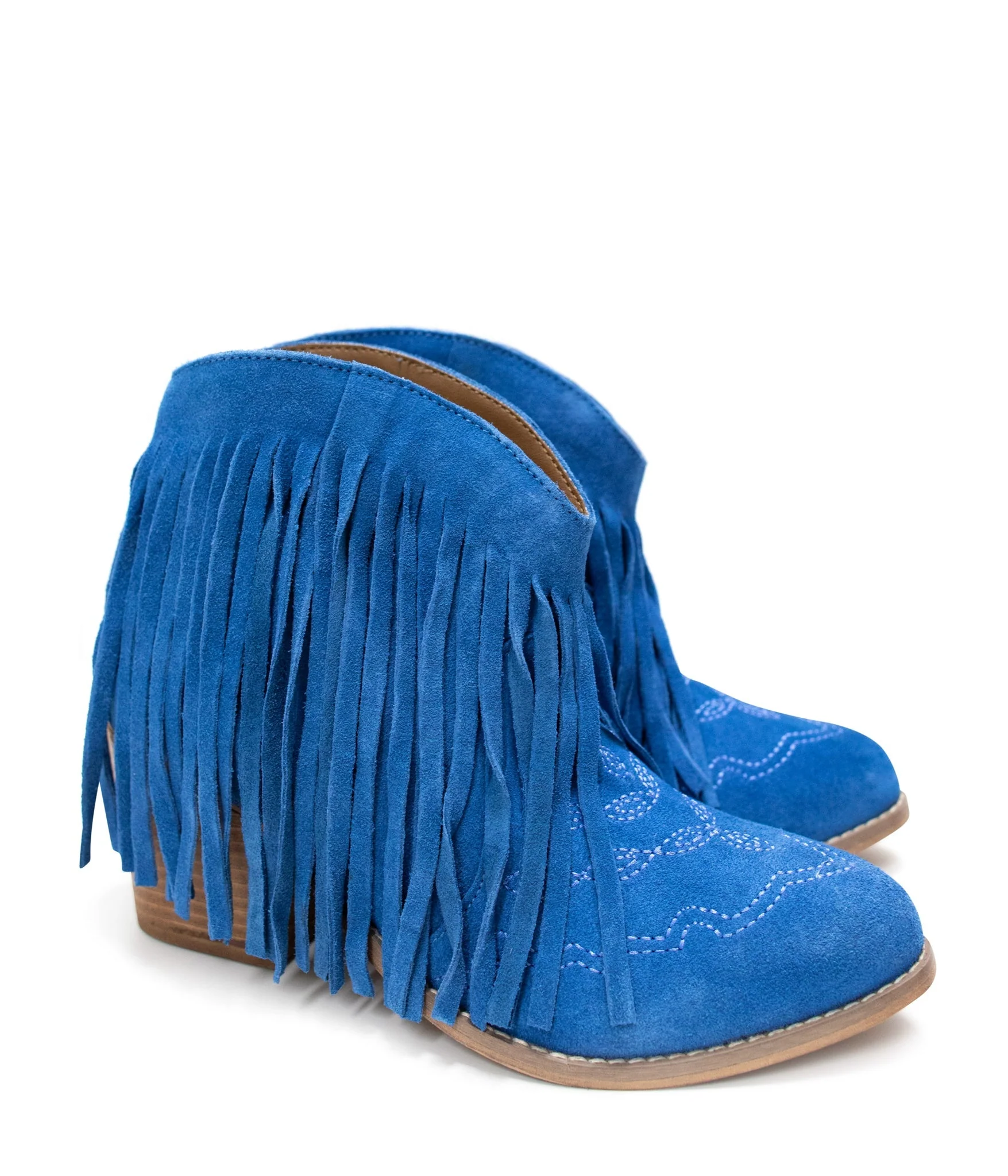 Amos Fringe Ankle Bootie in Blue Suede - Image 9
