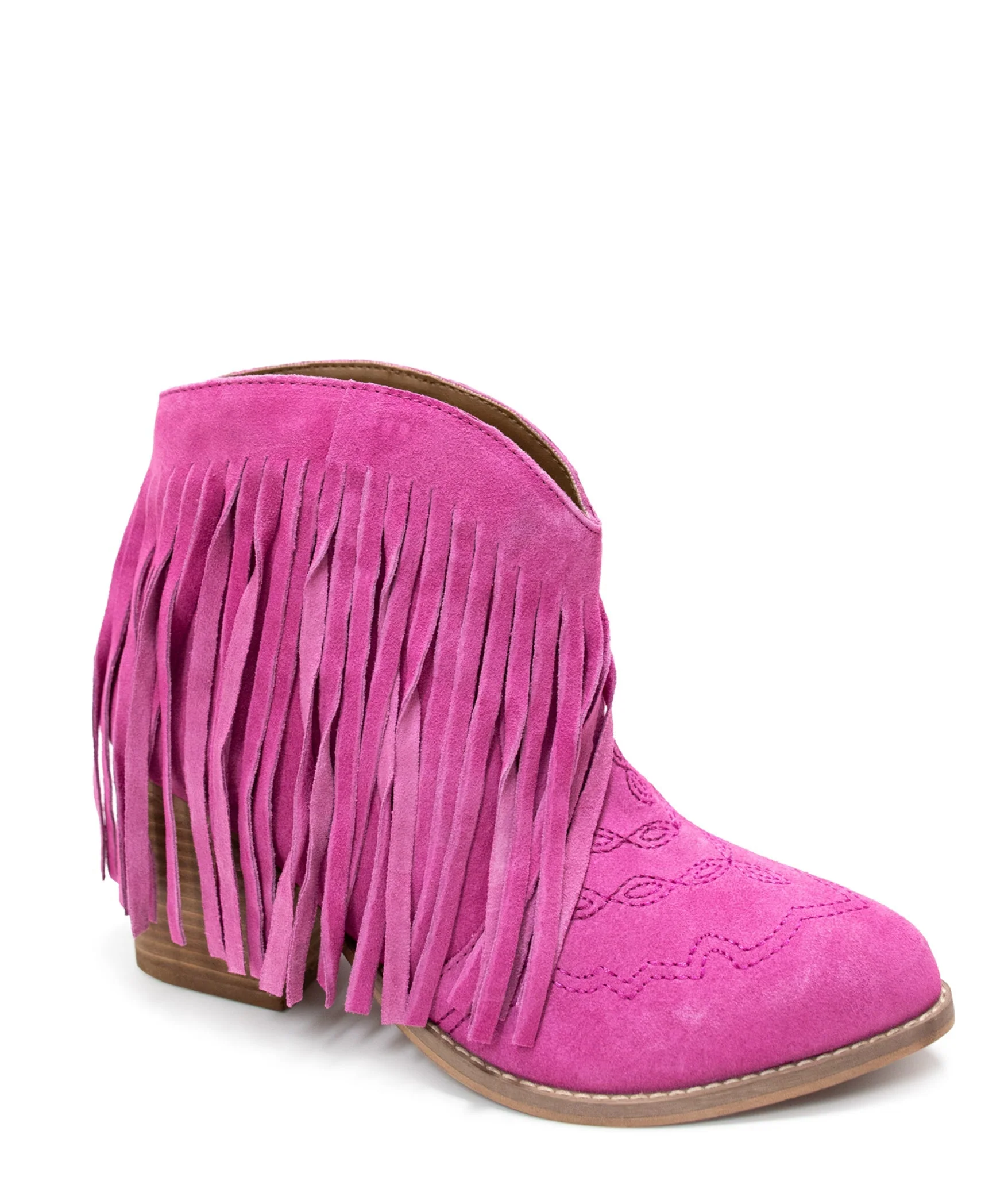 Amos Fringe Ankle Bootie in Magenta Suede - Image 8