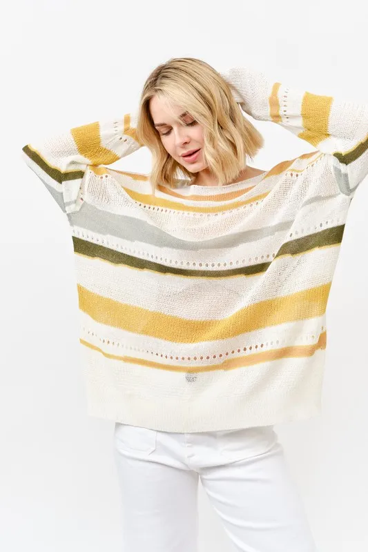 And The Why Abstract Striped Light Weight Loose Sweater - Image 4
