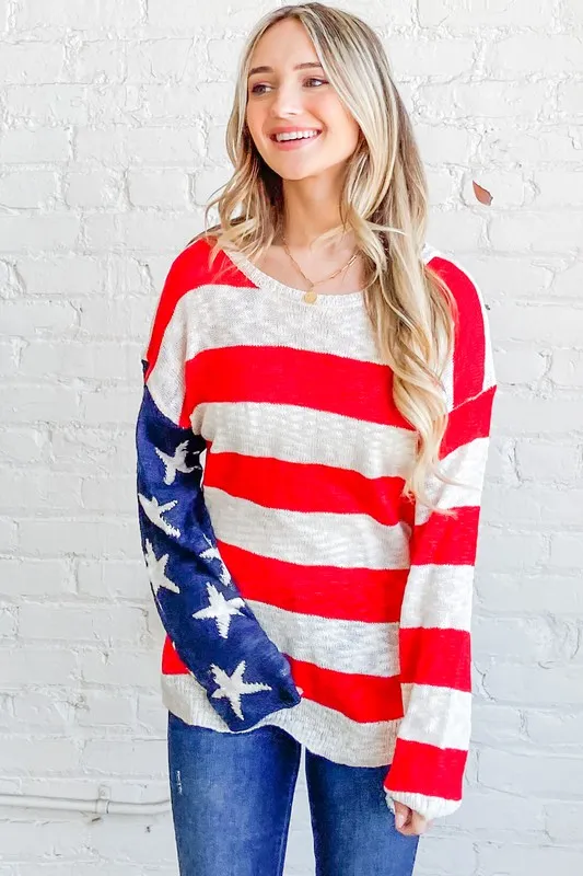 And The Why American Flag Long Sleeve Sweater - Image 5