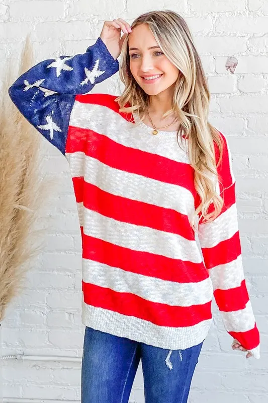 And The Why American Flag Long Sleeve Sweater - Image 9
