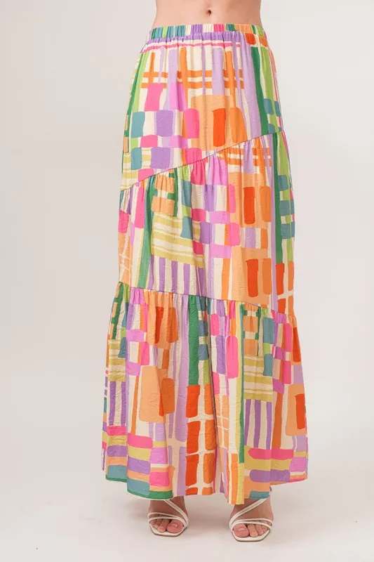 And The Why Asymmetric Geo Printed Tiered Maxi Skirt - Image 11