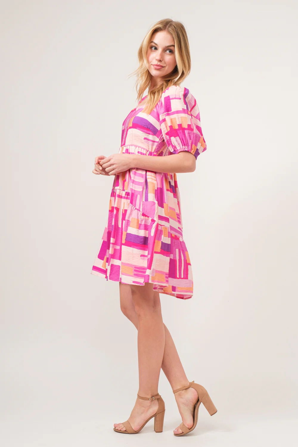 And The Why Color Block Puff Sleeve Dress - Image 4