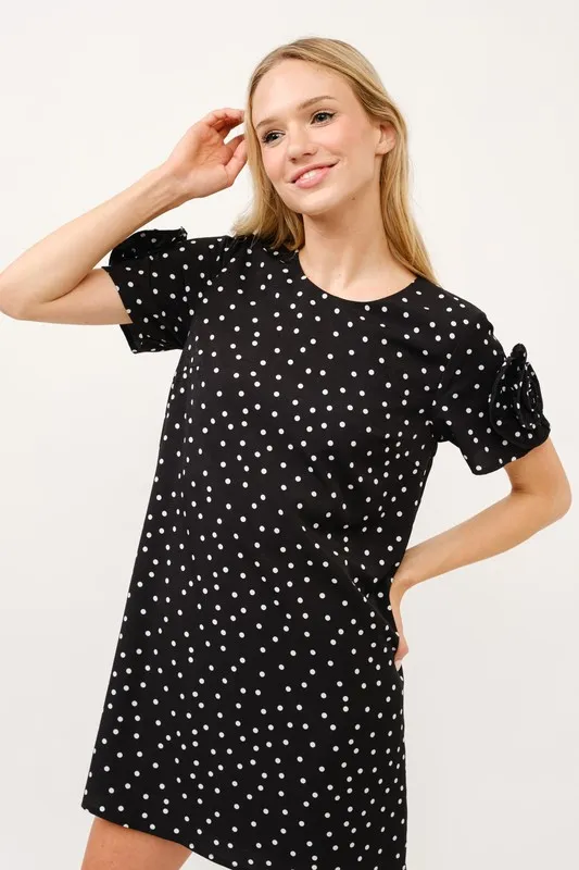 And The Why Embellished Sleeve Polka Dots Shift Dress - Image 6