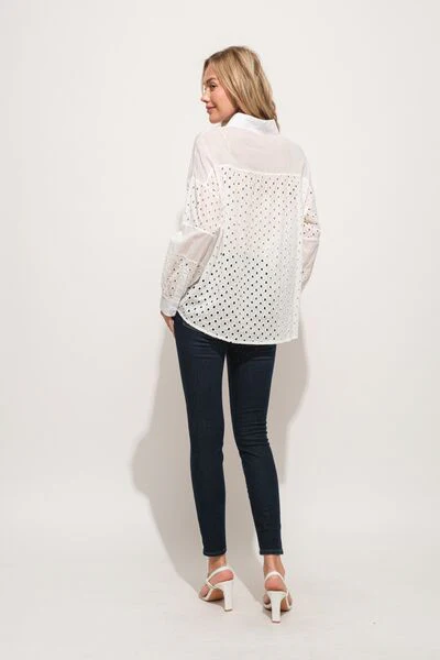 And The Why Eyelet Long Sleeve Button Down Shirt - Image 4