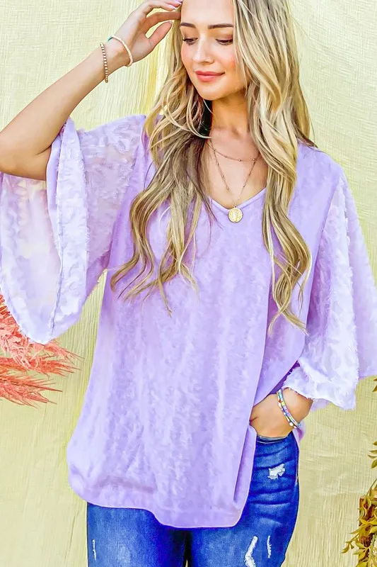 And The Why Feather Detailed 3/4 Sleeve Slub Top - Image 7