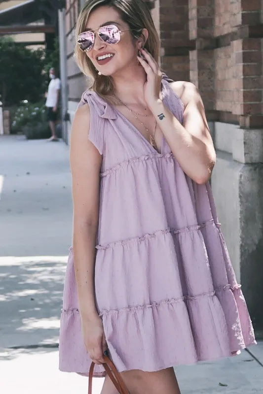 And The Why Polka Dot Textured Layered Flounce Ruffle Dress - Image 3