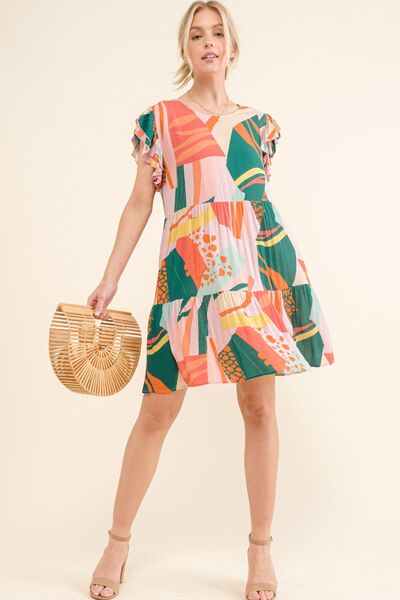 And The Why Printed Double Ruffle Sleeve Dress - Image 4