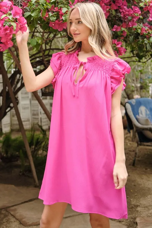 And The Why Ruffle Shoulder Smocked Detailed Dress - Image 3