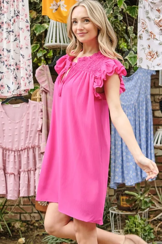 And The Why Ruffle Shoulder Smocked Detailed Dress - Image 5