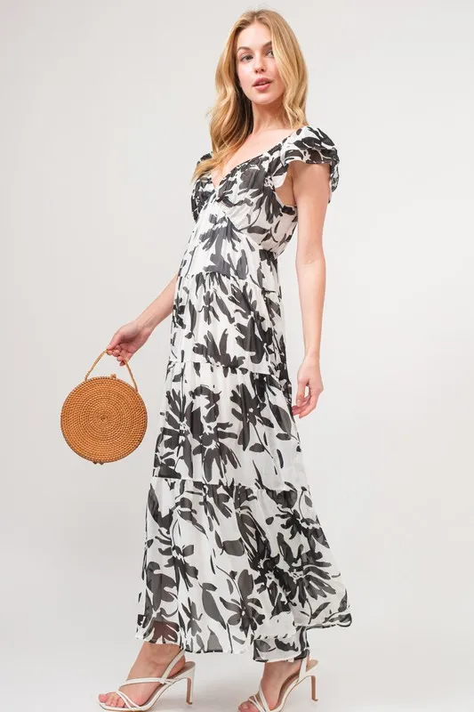 And The Why Ruffled Sleeve Tiered Floral Print Maxi Dress - Image 3