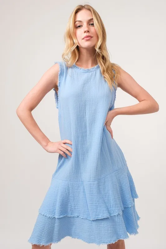 And The Why Washed Fringe Detail Tiered Dress - Image 2