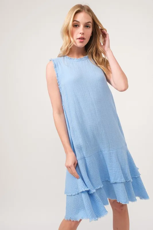 And The Why Washed Fringe Detail Tiered Dress - Image 3
