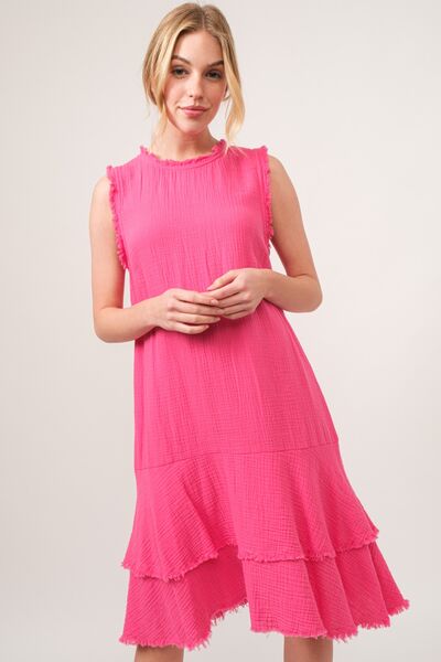 And The Why Washed Fringe Detail Tiered Dress - Image 3