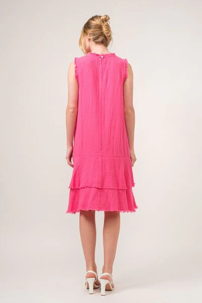 And The Why Washed Fringe Detail Tiered Dress - Image 4