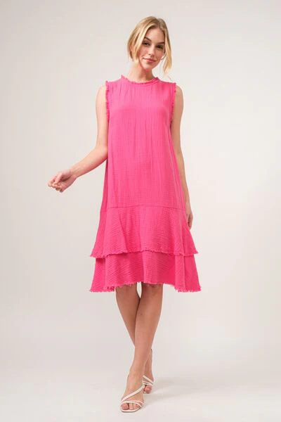 And The Why Washed Fringe Detail Tiered Dress - Image 5