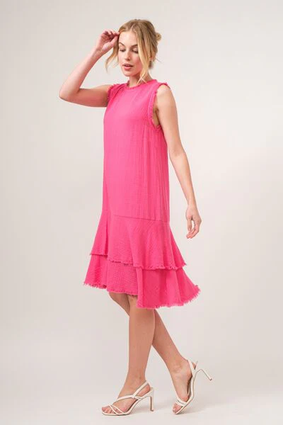 And The Why Washed Fringe Detail Tiered Dress - Image 6