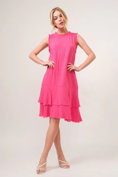 And The Why Washed Fringe Detail Tiered Dress - Image 7