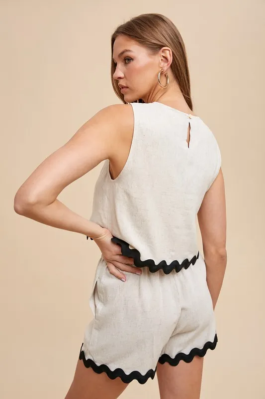 Annie Wear Ric Rac Trim Detailed Top & Shorts Set - Image 4