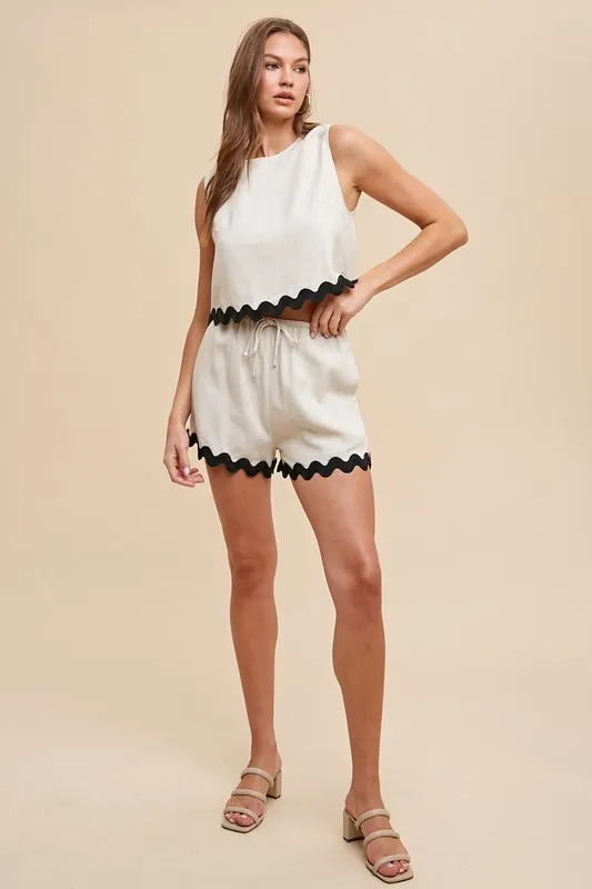 Annie Wear Ric Rac Trim Detailed Top & Shorts Set - Image 5