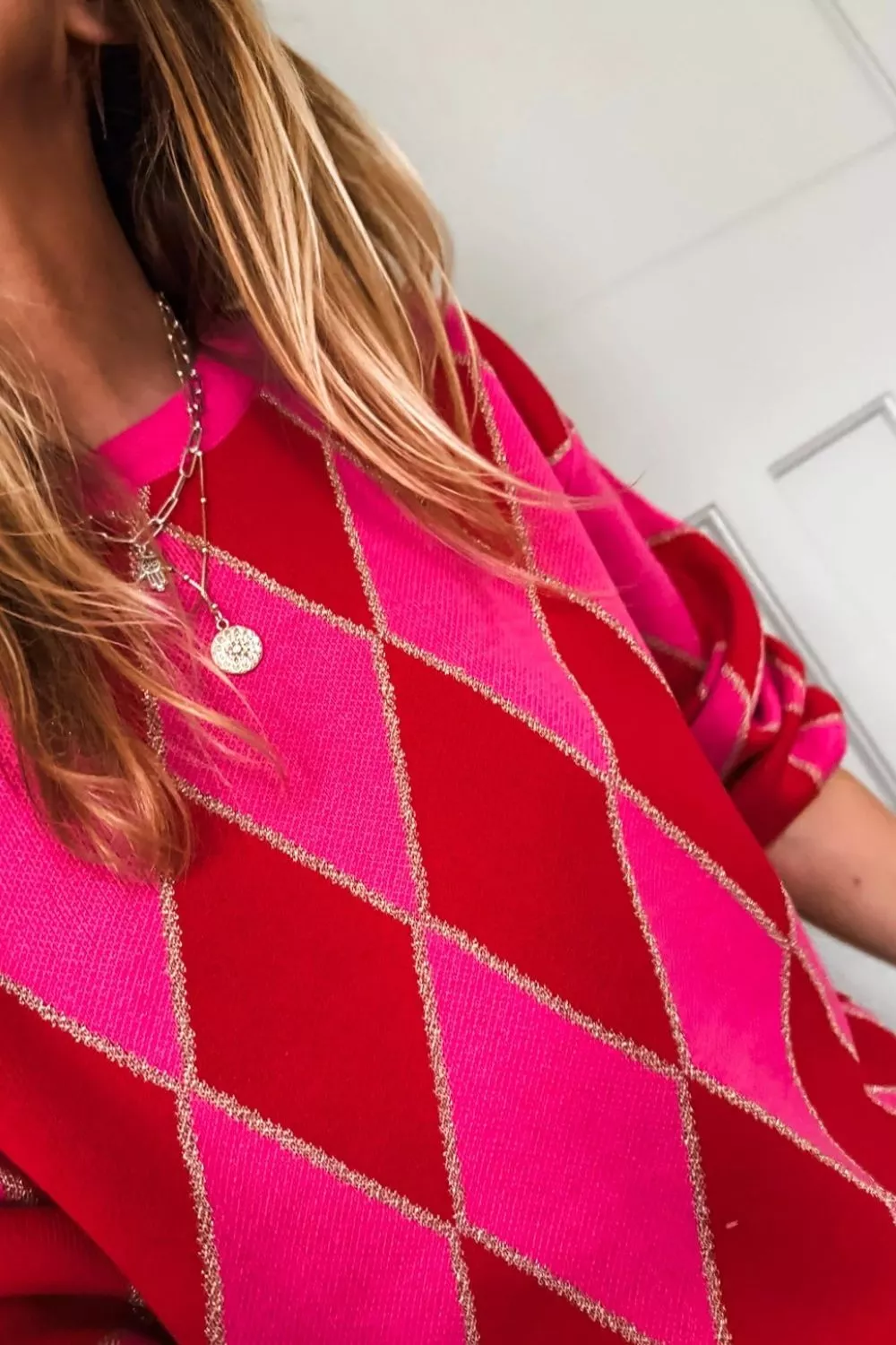 Argyle Pattern Long Sleeve Sweater - Image 6