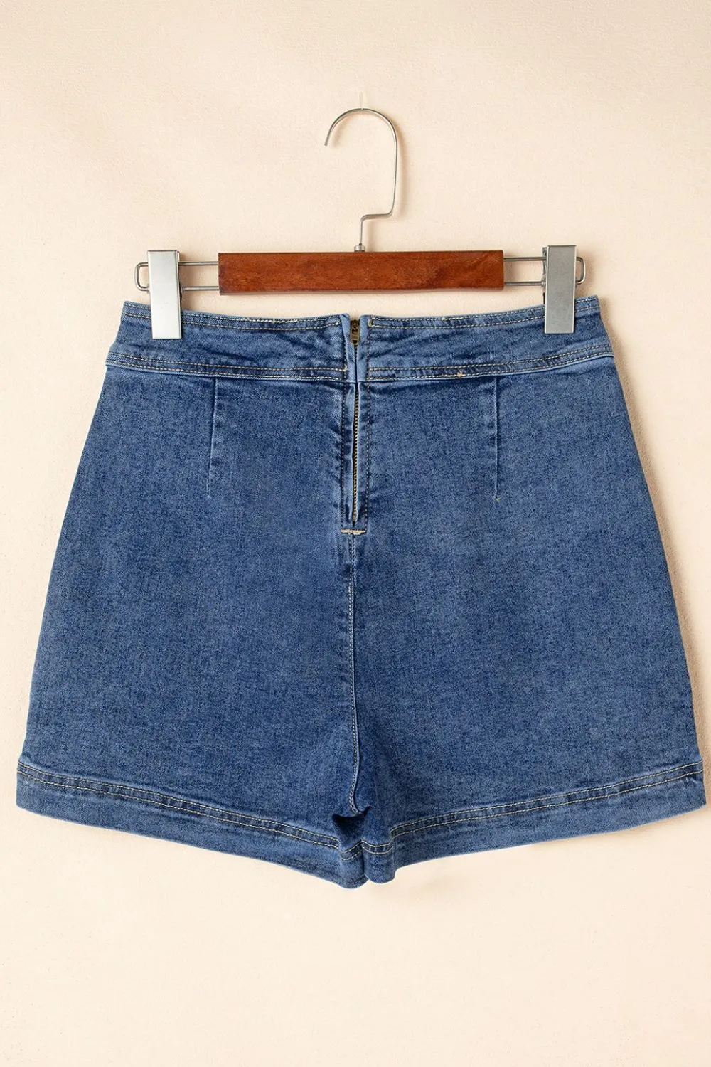 Asymmetrical Denim Skort with Pockets - Image 4