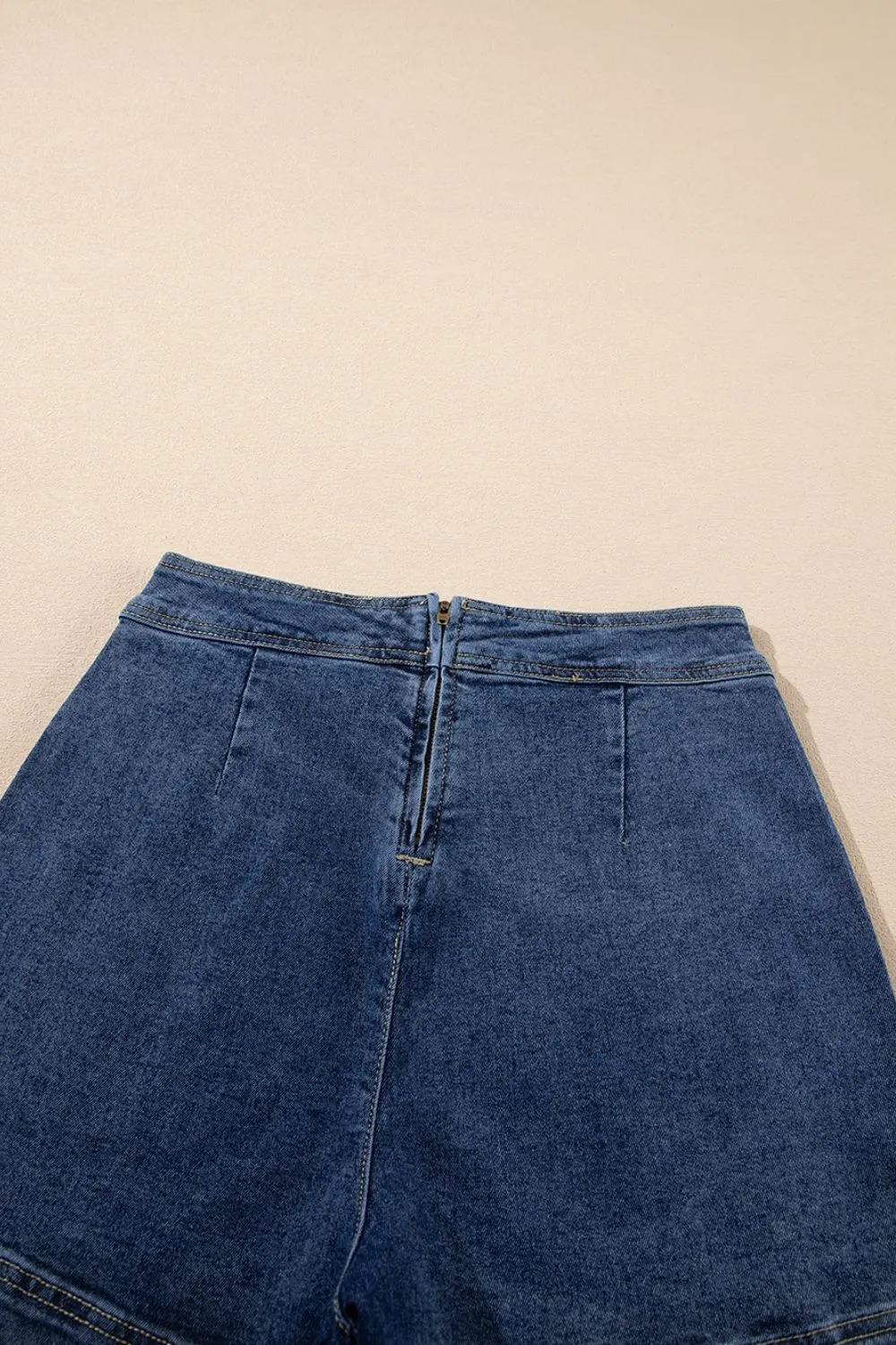 Asymmetrical Denim Skort with Pockets - Image 5