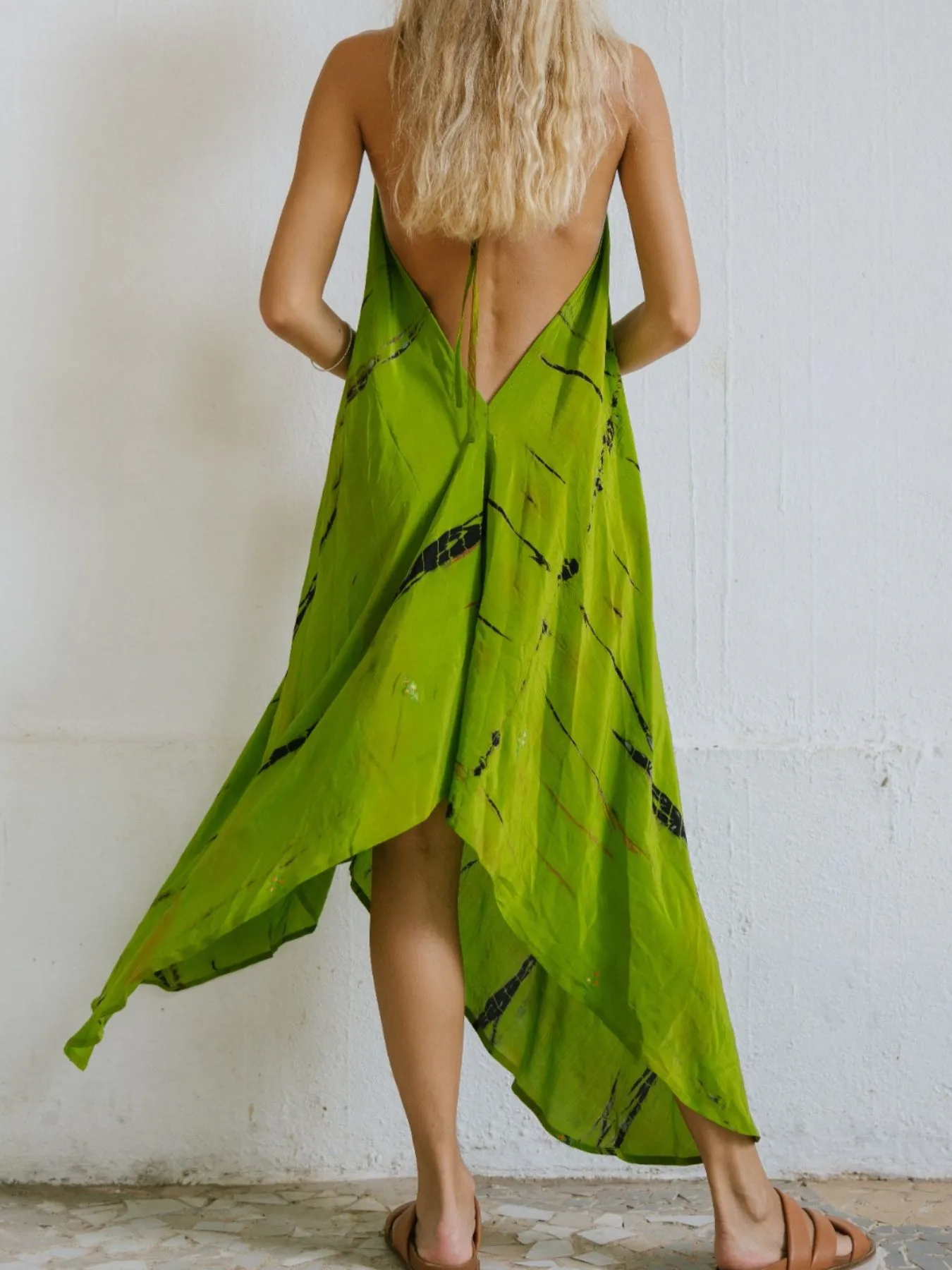 Asymmetrical Hem Printed Halter Neck Dress - Image 16