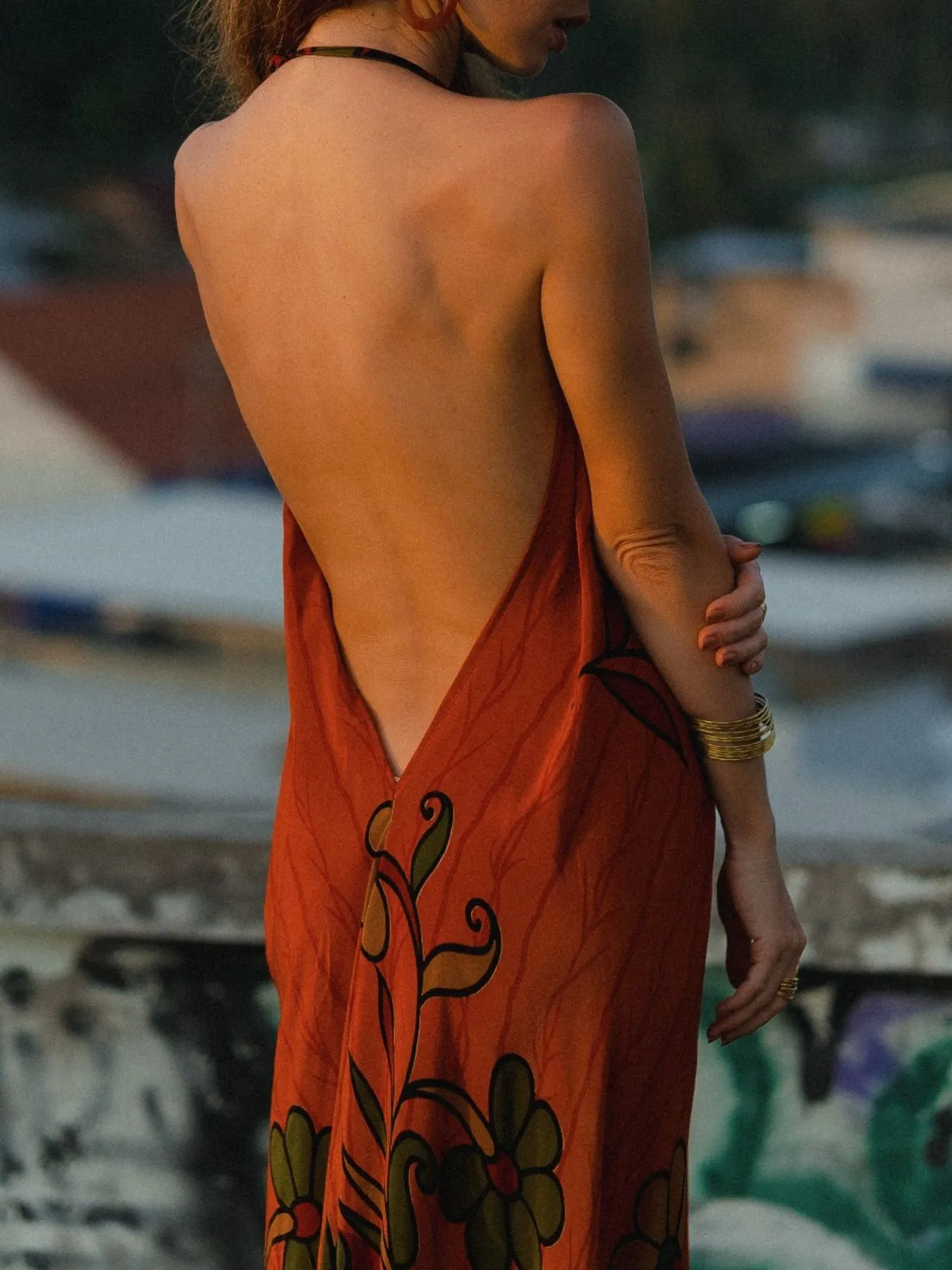 Asymmetrical Hem Printed Halter Neck Dress - Image 18
