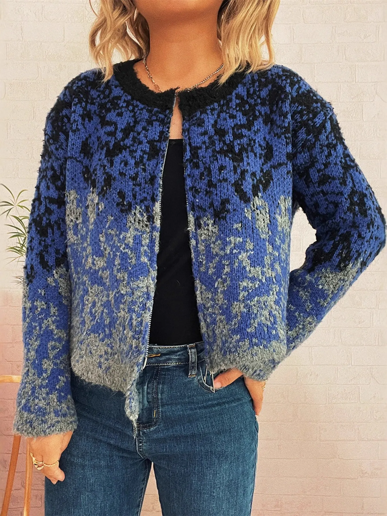 Asymmetrical Hem Zip Up Cardigan - Image 12