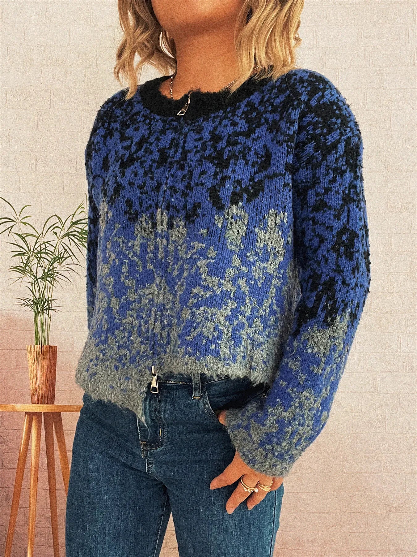 Asymmetrical Hem Zip Up Cardigan - Image 17