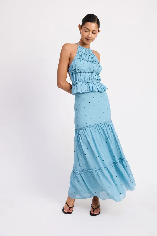 BACKLESS HALTERNECK RUFFLED TOP - Image 3