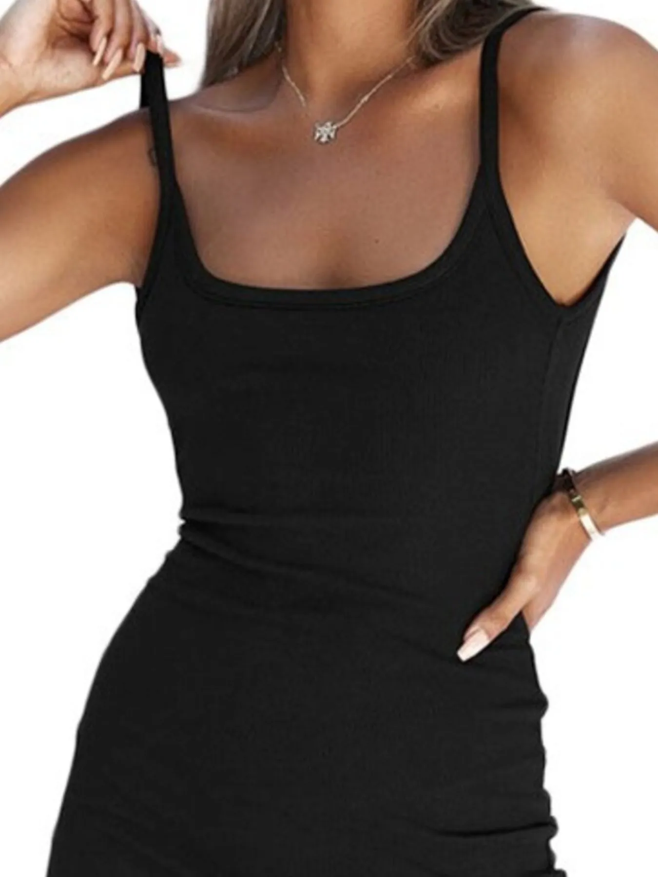 Backless Scoop Neck Bodycon Cami Dress - Image 6