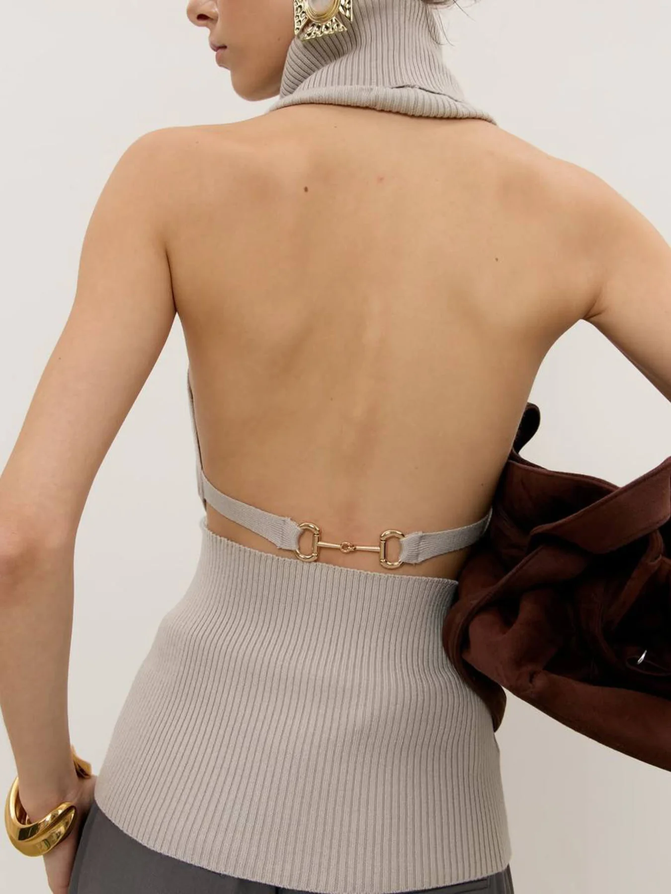 Backless Turtleneck Sweater Tank - Image 2