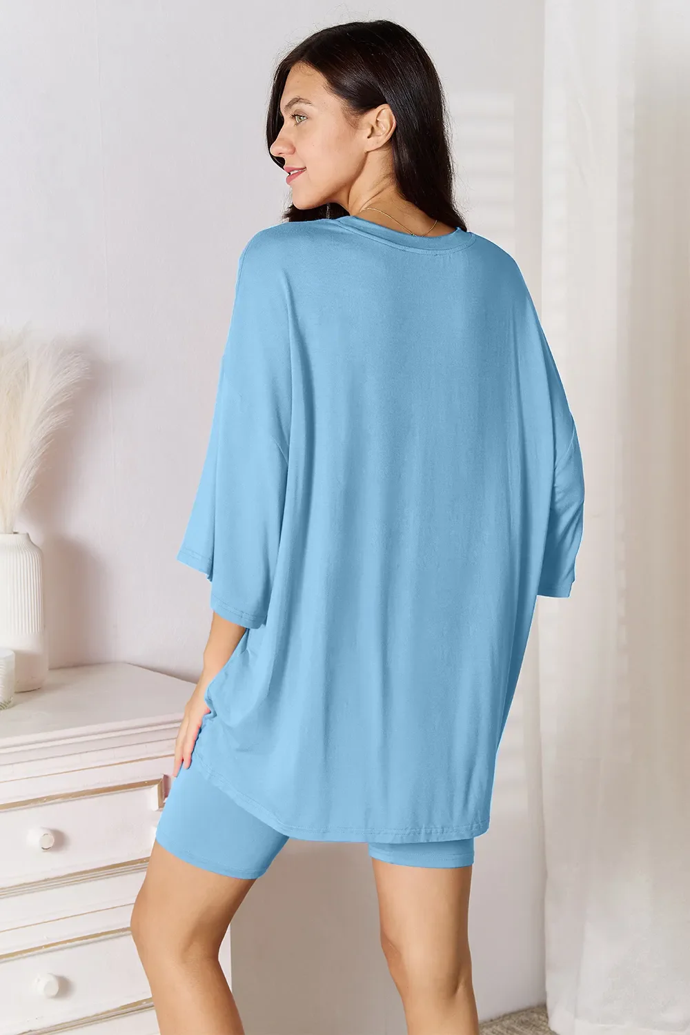 Basic Bae Bamboo Full Size Round Neck Drop Shoulder T-Shirt and Shorts Set - Image 15