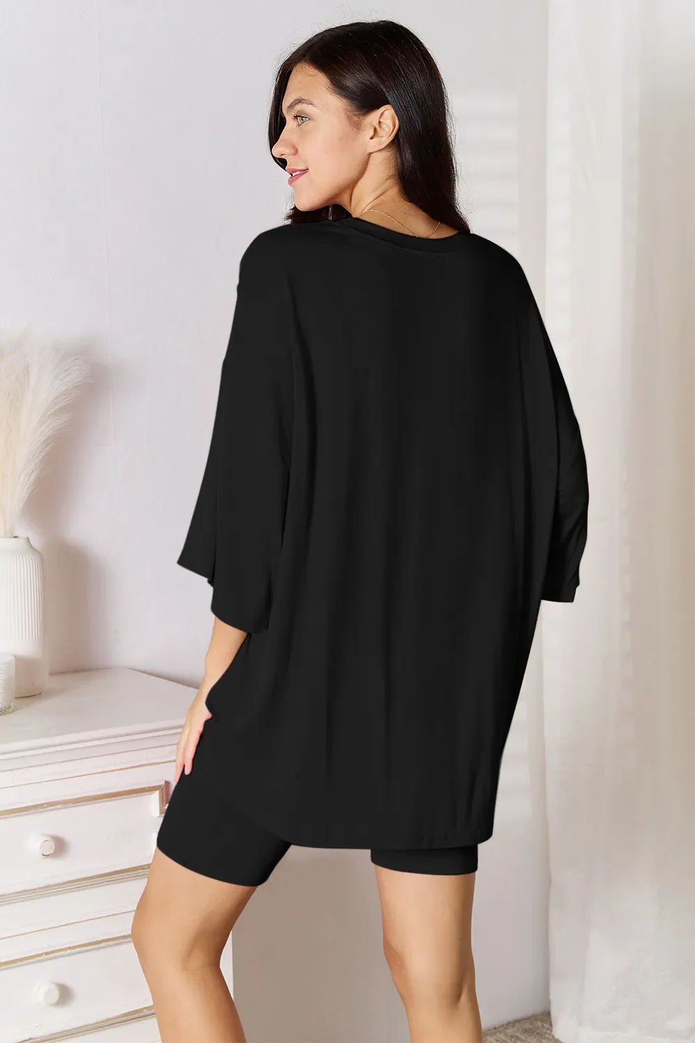 Basic Bae Bamboo Full Size Round Neck Drop Shoulder T-Shirt and Shorts Set - Image 3