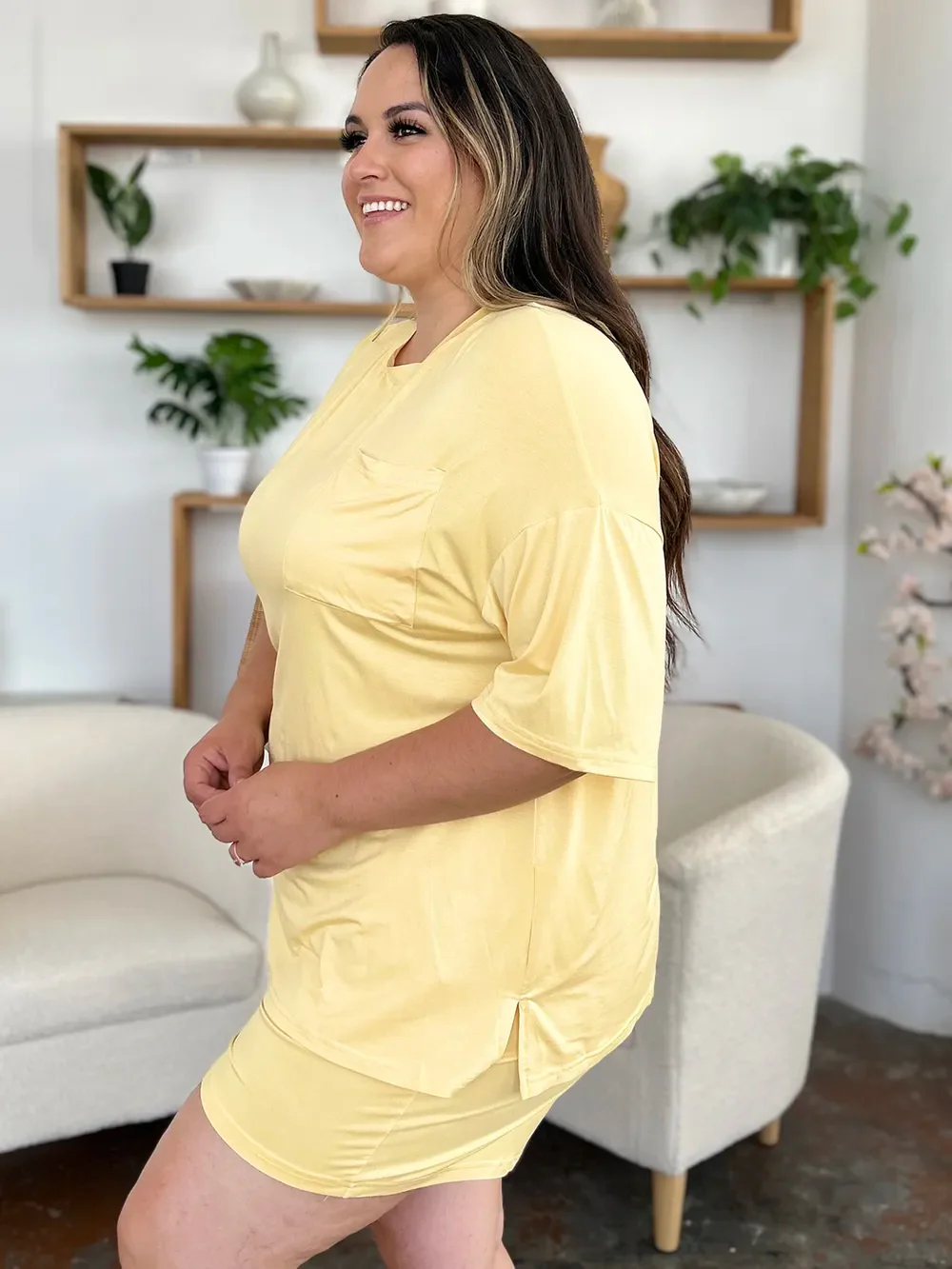 Basic Bae Bamboo Full Size Round Neck Drop Shoulder T-Shirt and Shorts Set - Image 8