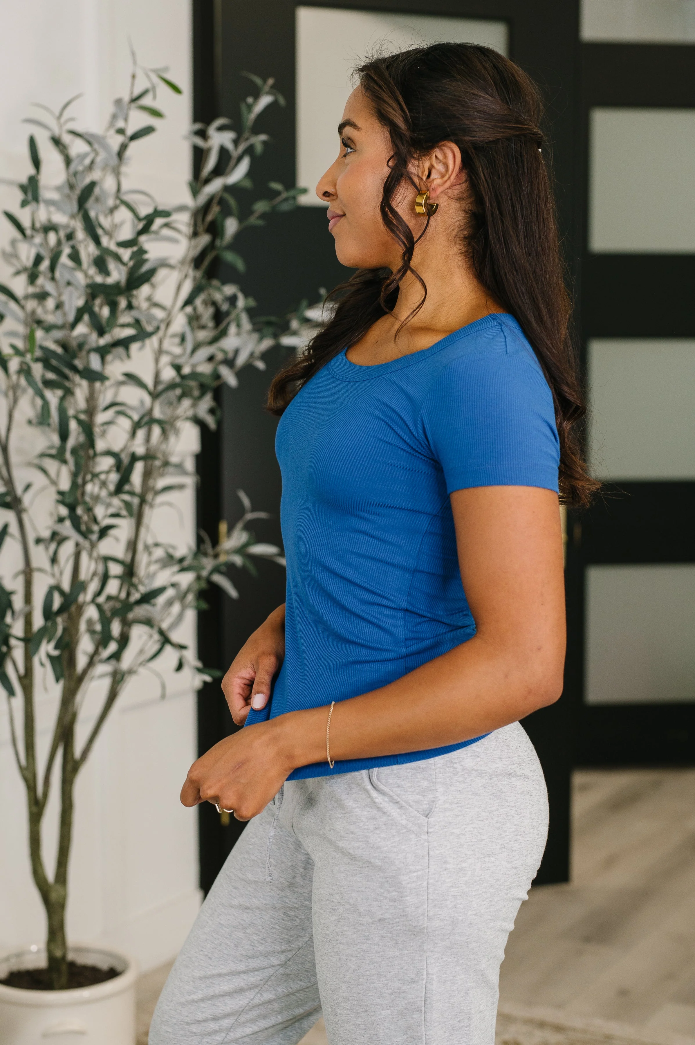Basically A Part of Me Scoop Necked Tee in Classic Blue - Image 4