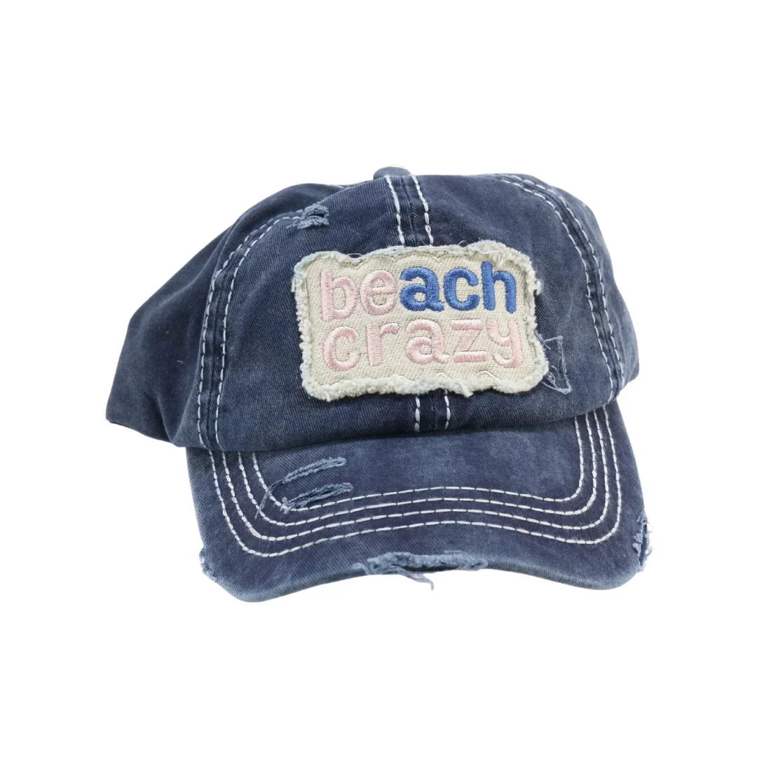 Beach Crazy Embroidered High Ponytail C.C Ball Cap - Image 2