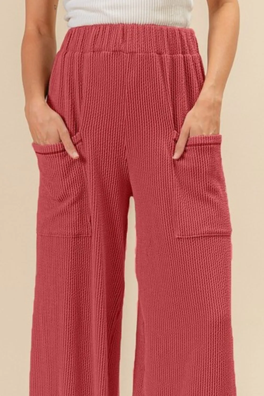 BiBi 2tone Cord Rib Waist Band Side Pocket Pants - Image 2