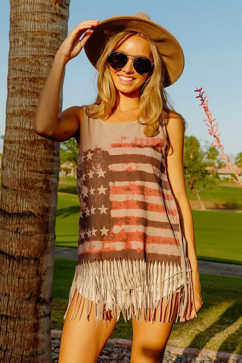 BiBi American Flag Print Knit Sleeveless Top - Image 5