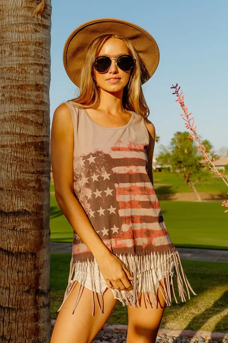 BiBi American Flag Print Knit Sleeveless Top - Image 6