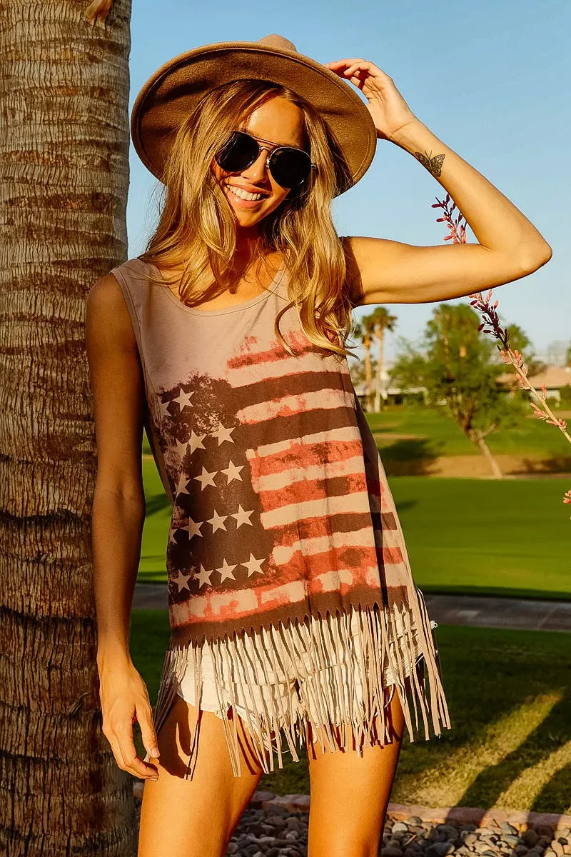 BiBi American Flag Print Knit Sleeveless Top - Image 7
